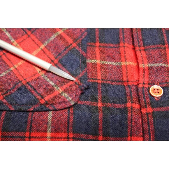 Timber Topper vintage men's red plaid short sleeve button front wool shirt XL - Picture 10 of 11